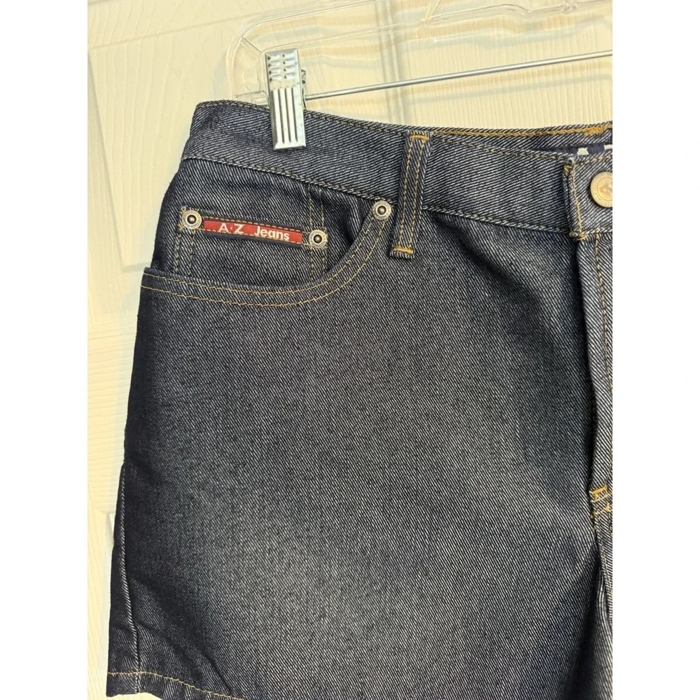 90s Arizona Jeans Dark Indigo Raw Denim Short Sz 11 Gloss Finish High Rise Retro